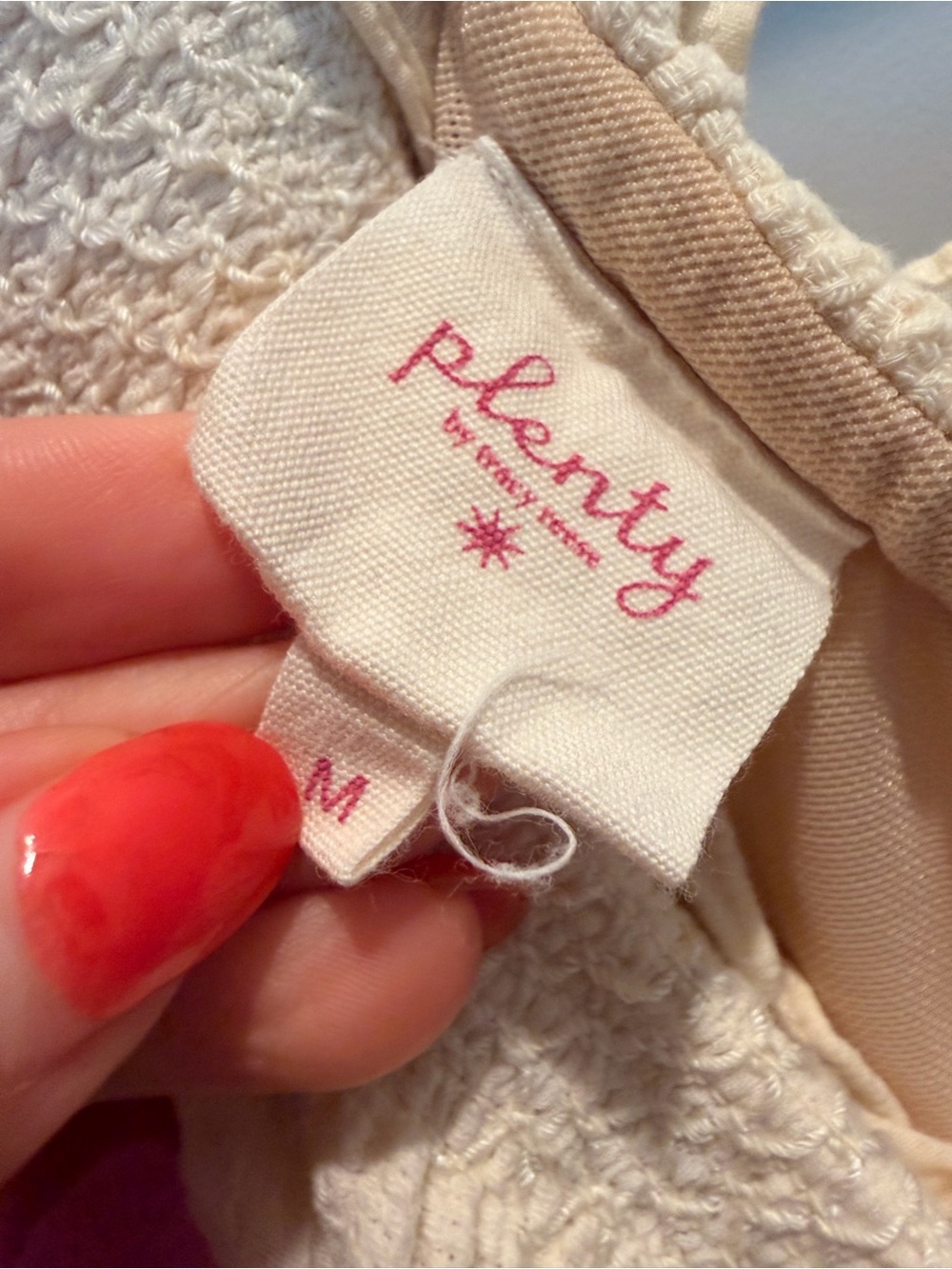 Plenty by Tracy Reese Cream Textured Fabric Top with Pink Logo Detail - Picture 4 of 7